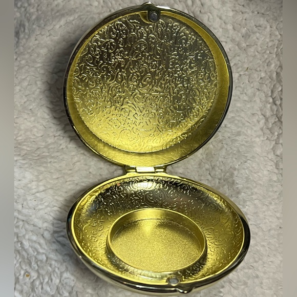 PARTYLITE Brass Travel Candle Holder Tea Light Blue Enamel Jeweled Magnetic Lid - Picture 7 of 12